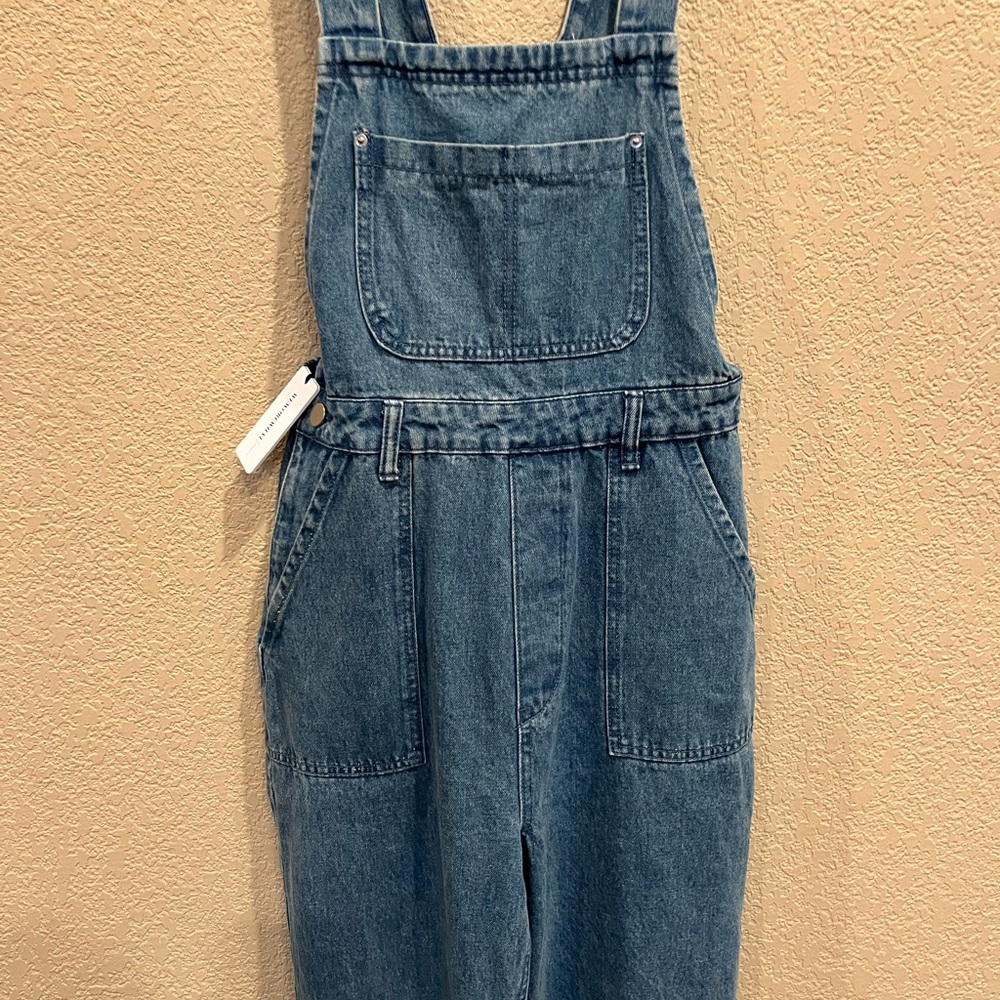 NWT WeWoreWhat Slouchy Slit Denim Overalls - Steel - Picture 6 of 16